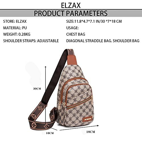 Sling Bag for Women Crossbody Chest Pu Leather One Size, Orange Brown
