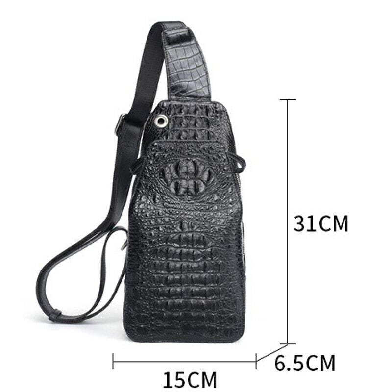 Handcrafted Nile Crocodile Skin Leather Mens Luxury Crossbody bag Sling Backpack