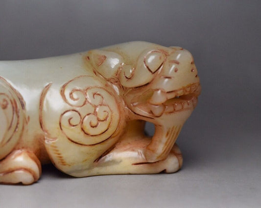 Chinese Hetian Jade Carved Sculpture Exquisite Beast Statue Antique Collections