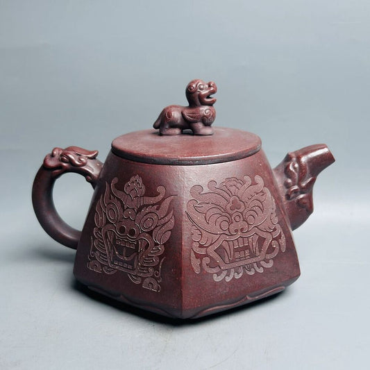 Chinese Yixing Purple Clay Teapot Tea Set Pot Zisha Ceramic Cute Decor Figurine