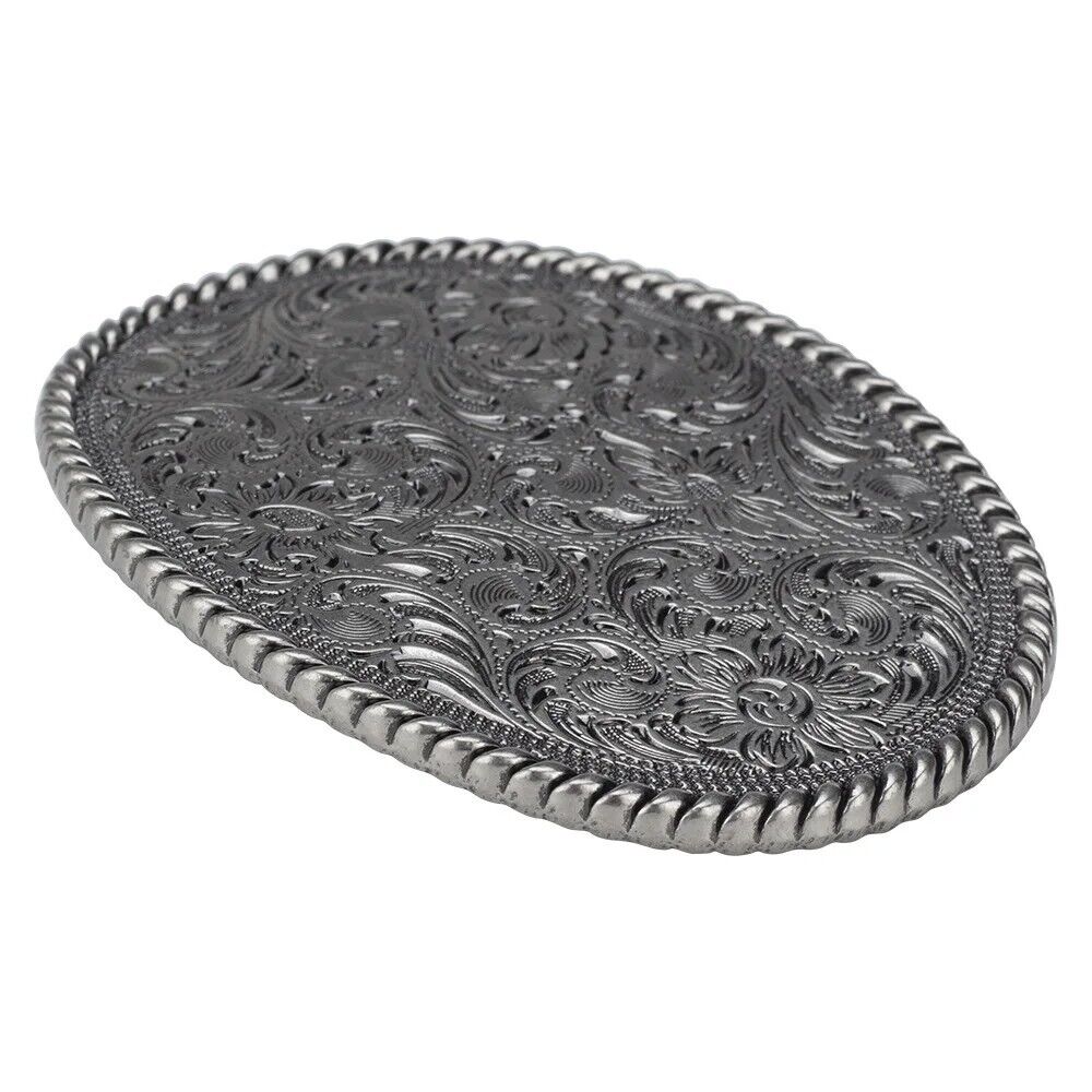 Women Belt Buckle Metal Floral Pattern Trendy Casual Fashion Accessory 8.5x6.5cm
