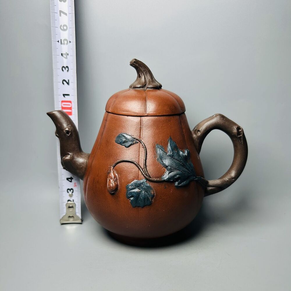 Vintage Chinese Yixing Purple Clay Teapot Zisha Ceremony Ceramic Pumpkin Teaware