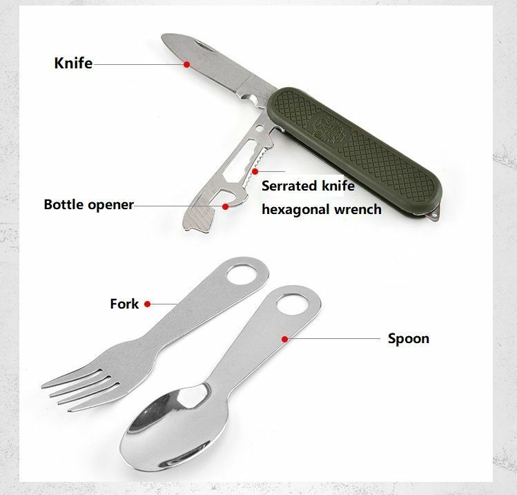3pcs/set Multi Tool Portable Picnic Outdoor Camping Spoon Spork Fork Knife Steel