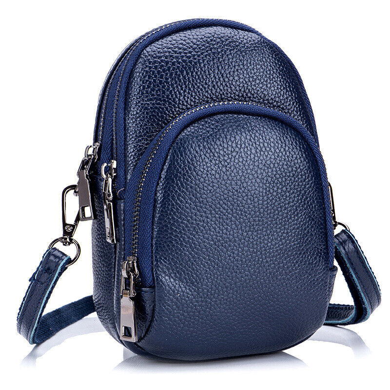 Genuine Leather Women's mini Crossbody Bag Sling/Shoulder Small Bag Three Zipper