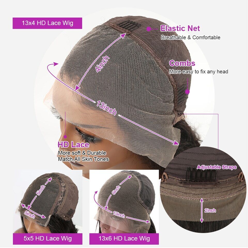 360 Lace Front Human Hair Wigs Body Lace Frontal Wig Brazilian Wave Black Women
