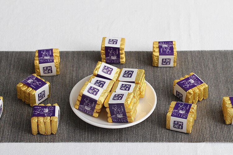500g Yunnan Pu-erh Ripe Tea Glutinous Aromatic Mini Square Brick Tea Thin Slices