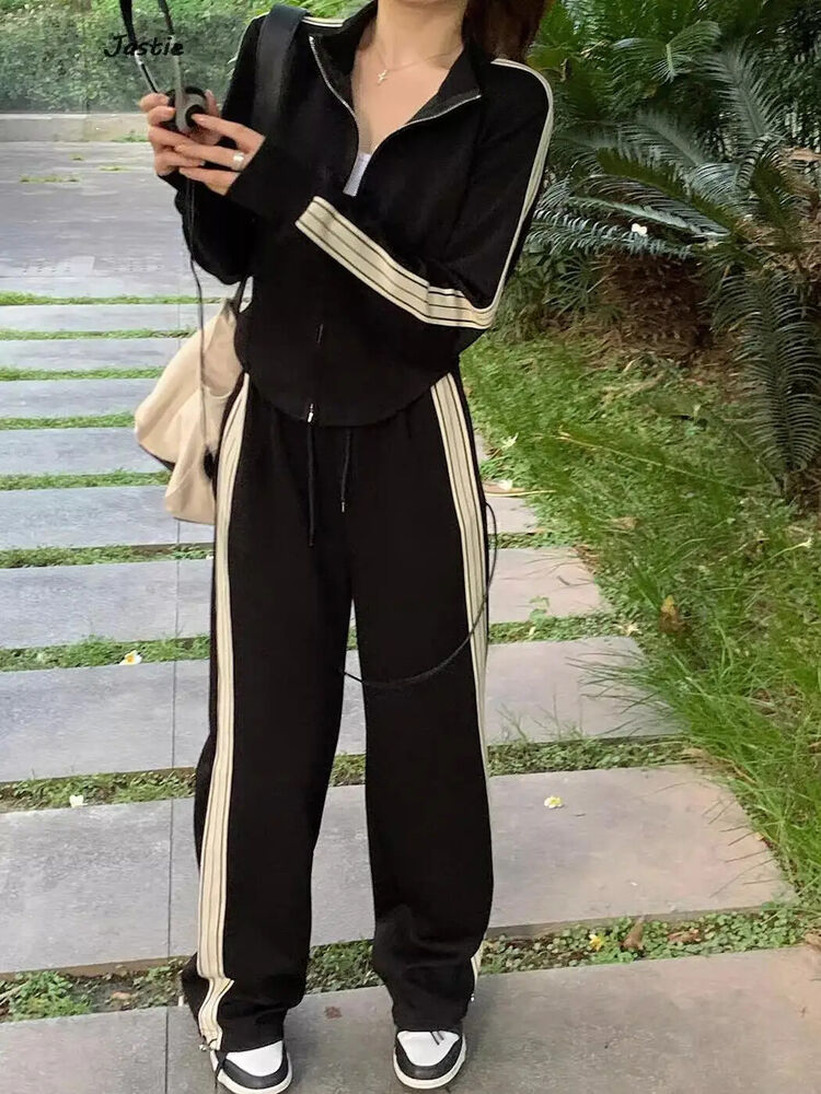 Coat Top+Wide Leg Pant Sets Trouser Women Tracksuit Sweatershirt Sporty Outfits