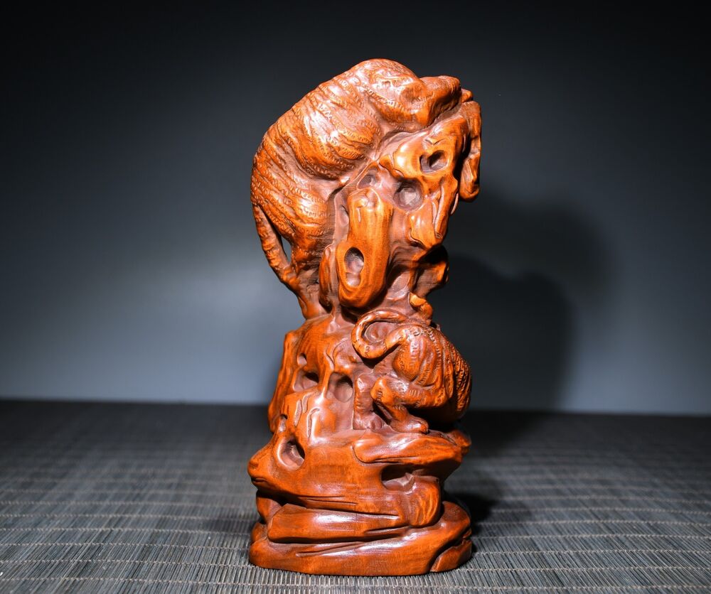 Collection China Boxwood Carving Tiger Statues Sculptures Wood Figurines Artwork