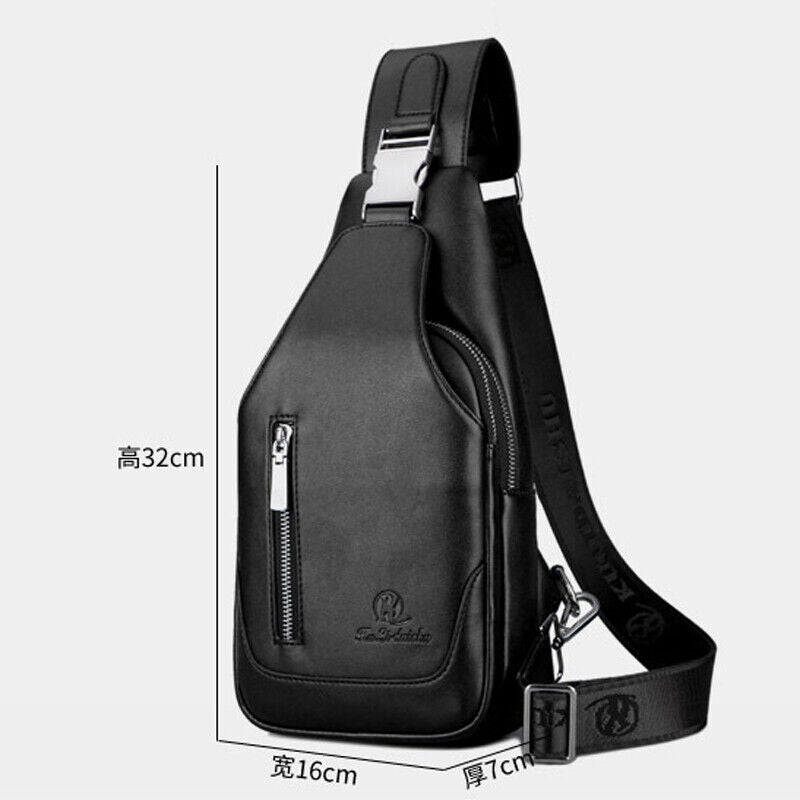 Men's Sling Backpack, Faux Leather Crossbody Chest Bags and Clutch Wallet