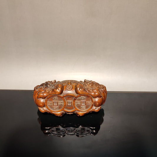 Chinese Old Boxwood wood carved wooden lion statues decor statue small gift nice