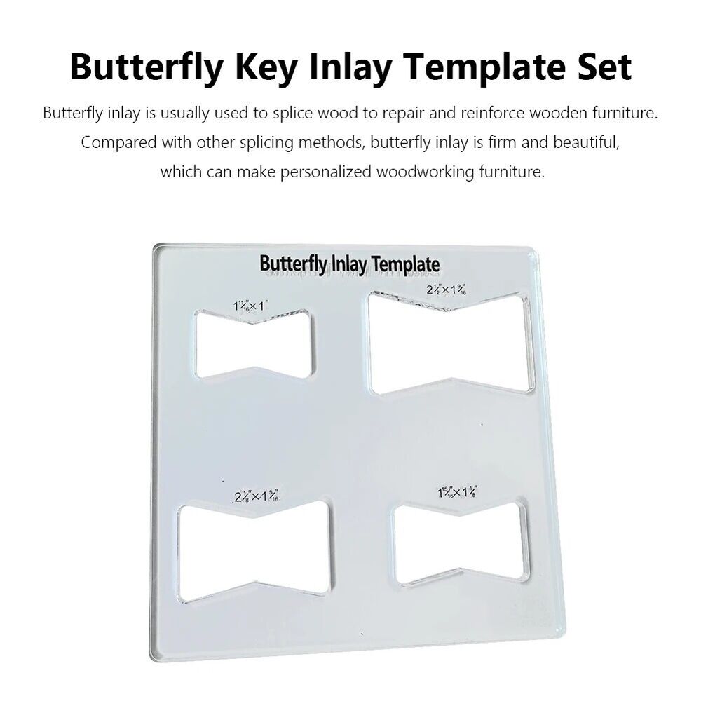 Butterfly Key Inlay Template 6x6in Slot Acrylic Woodworking Bow Tie Cutting Tool
