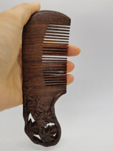 Old Chinese Antique Wood Hand Carved Wooden Statue Comb Makeup Tools Women Girl