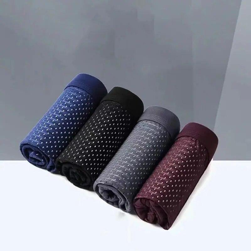 Men Underwear Bamboo Fiber Boxer Solid Panties Shorts Underpants Intimate 4pcs