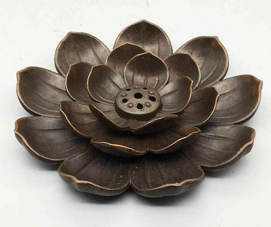 China Porous Aromatherapy Stove Tibet Buddhism Bronze Lotus Flower Insert Statue