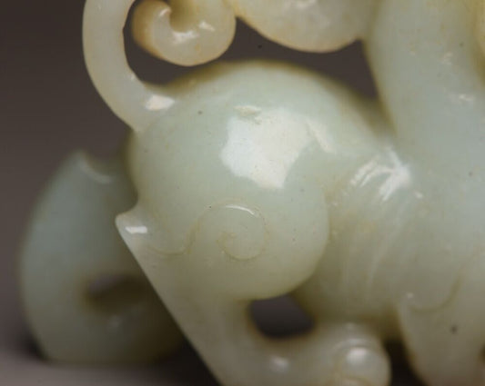 Old Beijing Chinese Hetian Jade Carving Beast Statues Unique Wonderful Art Rare
