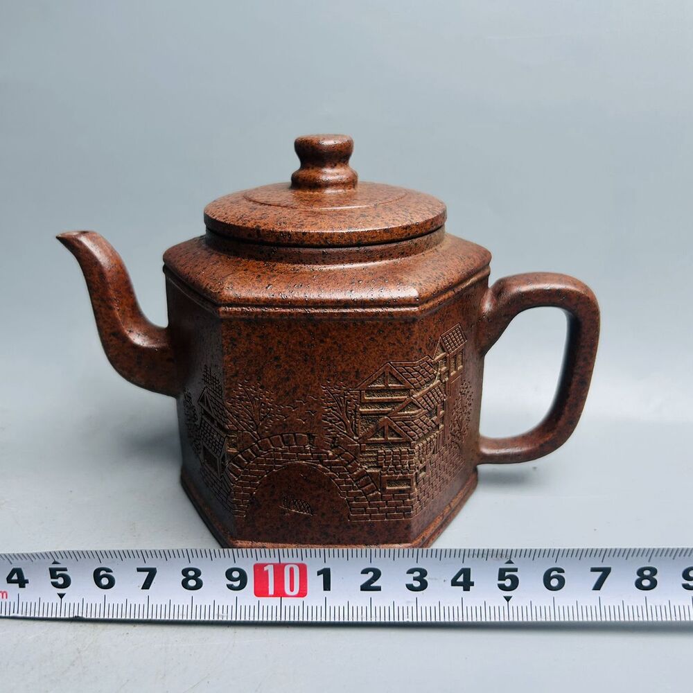 Vintage China Yixing Purple Clay Teapot Zisha Ceremony Carving Exquisite Teaware