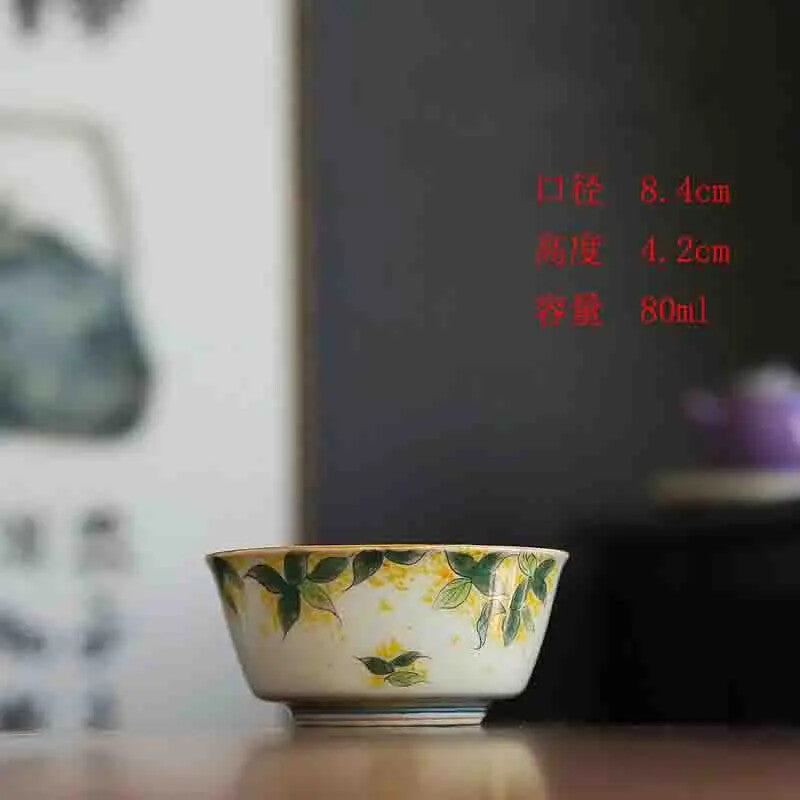 Hand Drawn Flower Pattern Chinese Home Single Cup Art Tea Cup Tea Set