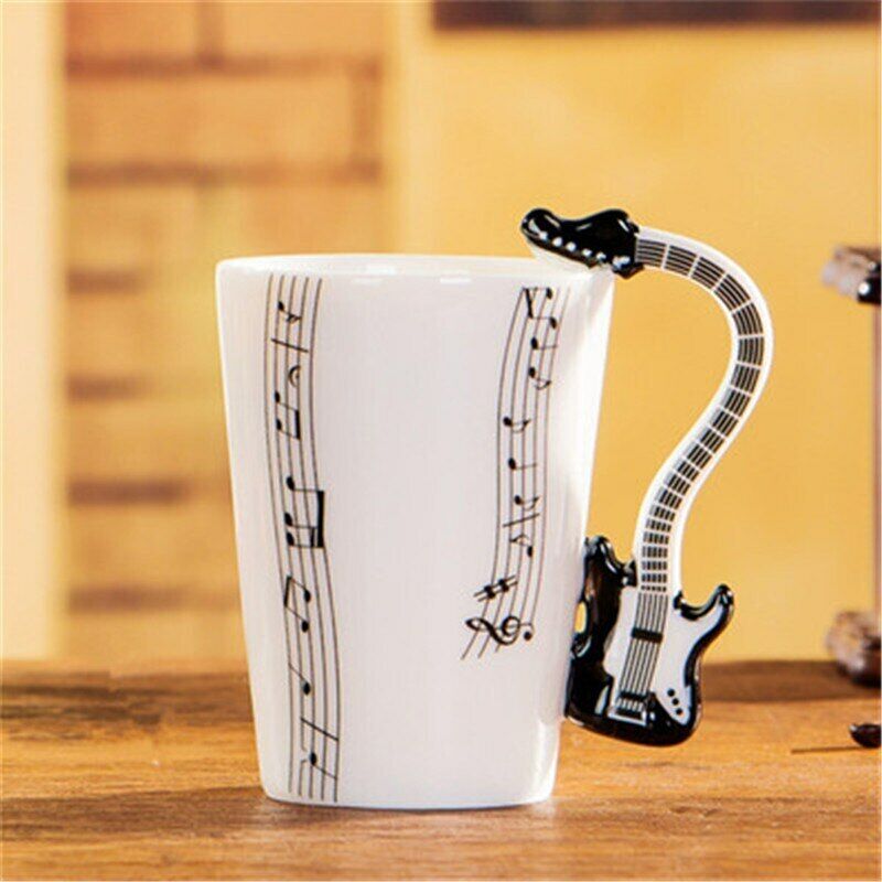Music Violin Guitar Ceramic Drinkware Mug Coffee Tea Milk Stave Cups with Handle
