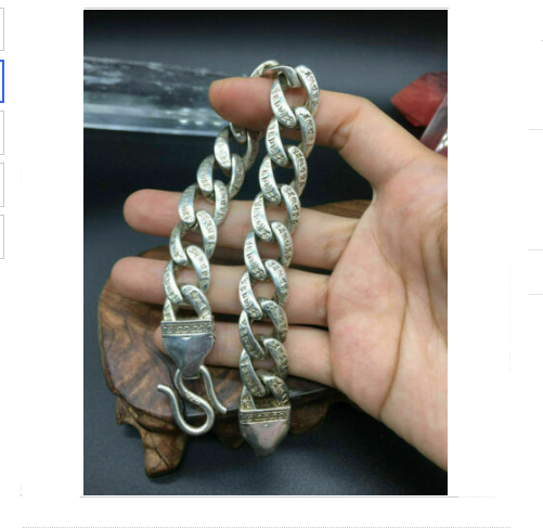 Asian old miao silver hand cast cool statue bracelet jewel gift
