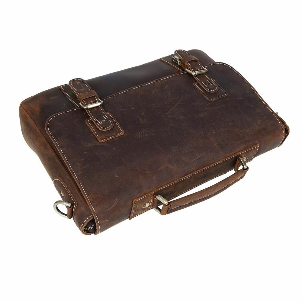 Mens Real Leather Briefcase Messenger Bag 15" Laptop Case Brown Handbag Satchel