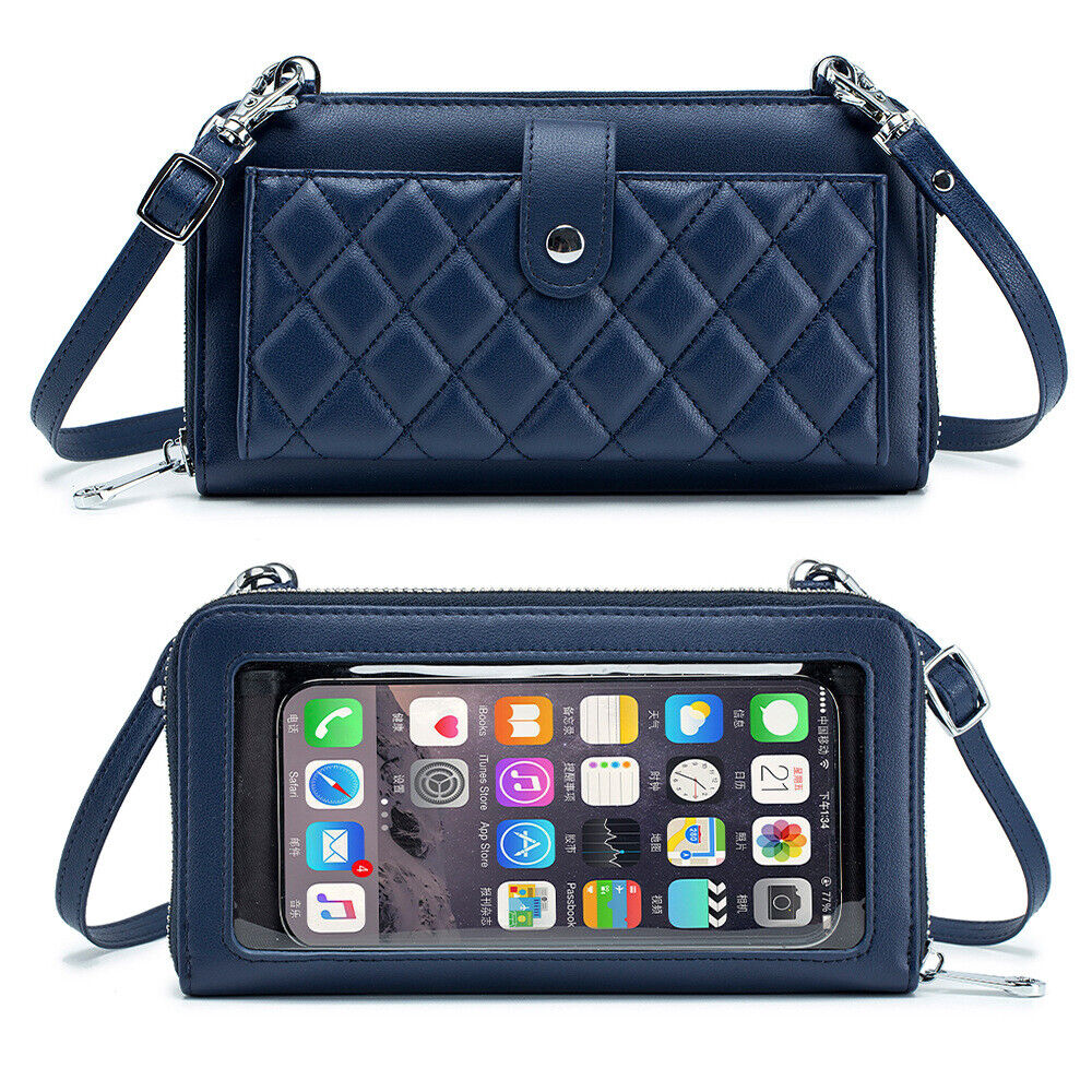 Real Leather Women's Clutch Wallet, Zipper Card Holder, Phone Case Shoulder Bags