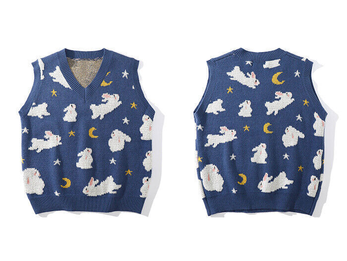Knitted Sweater Vest Sleeveless Top Men Women Tank Oversize Pullover Clothes