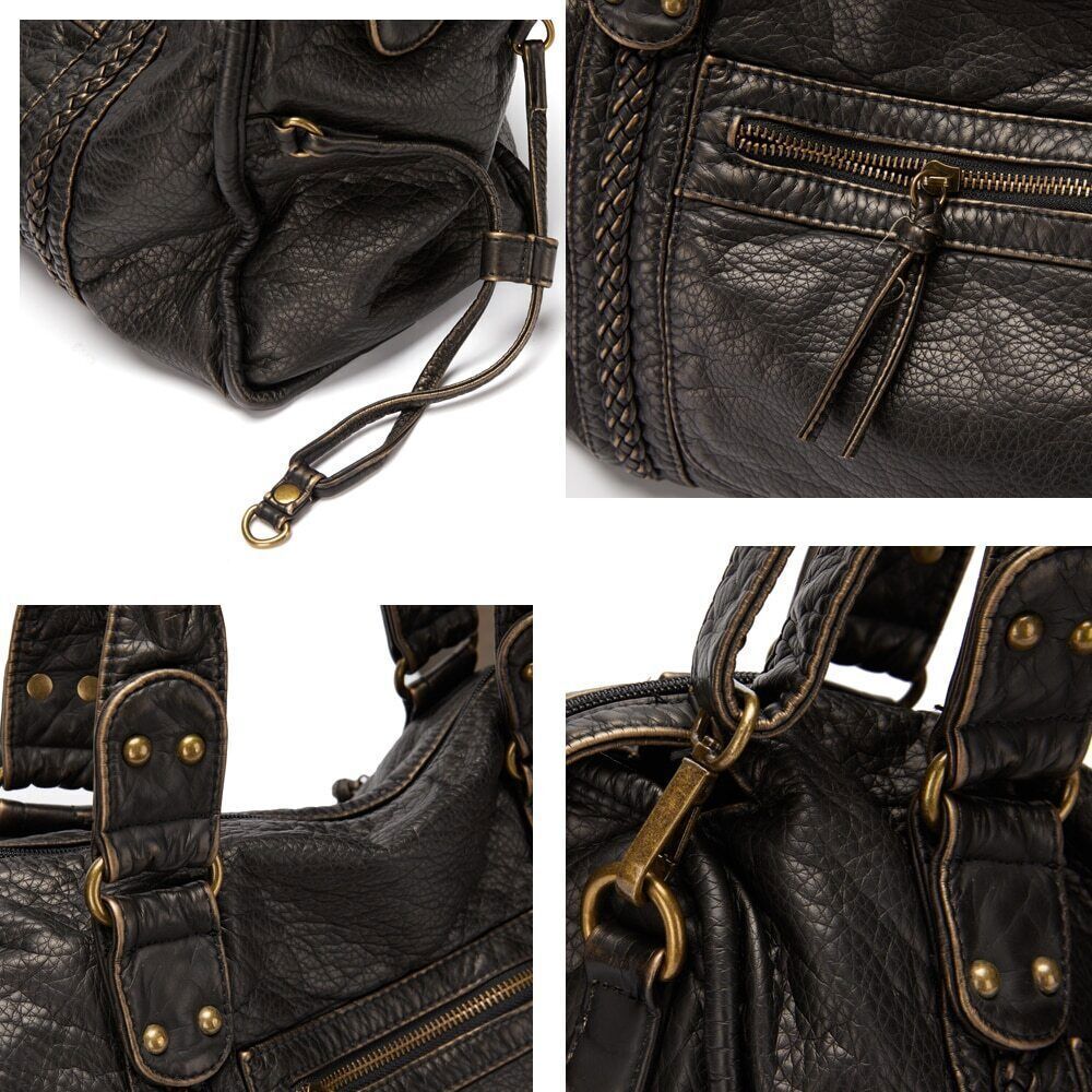 Women Handbag Pu Leather Tote Bag Washed Leather Shoulder Bag Bag for Women