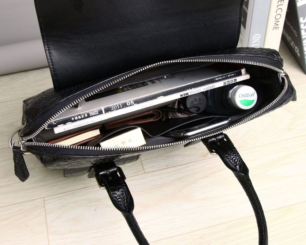 Top Cowhide Crocodile Alligator Embossed Handbag Men's Luxury Business Briefcase