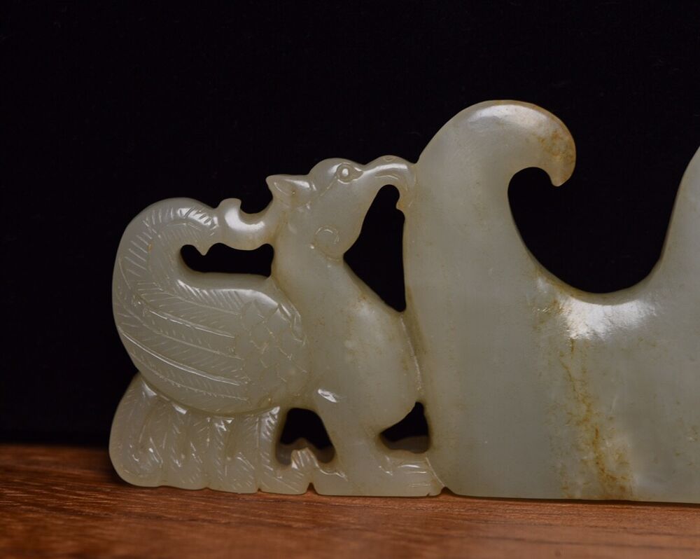 Chinese Natural Hetian Jade Carved Exquisite Penholder Figurines Desk Ornaments
