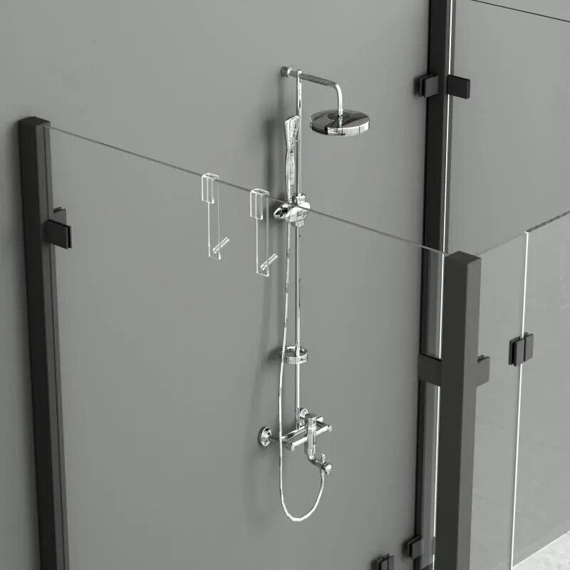 Over Door Hook Acrylic Bathroom Shower Towel Rack Punch-Free Bathrobe Hanger 7in