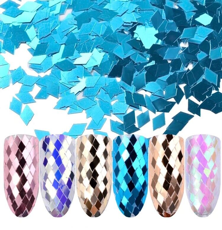 Nail Art Glitter Sequins 6Pcs Laser Sparkling Diamond Ultra-Thin Rhombus Sticker