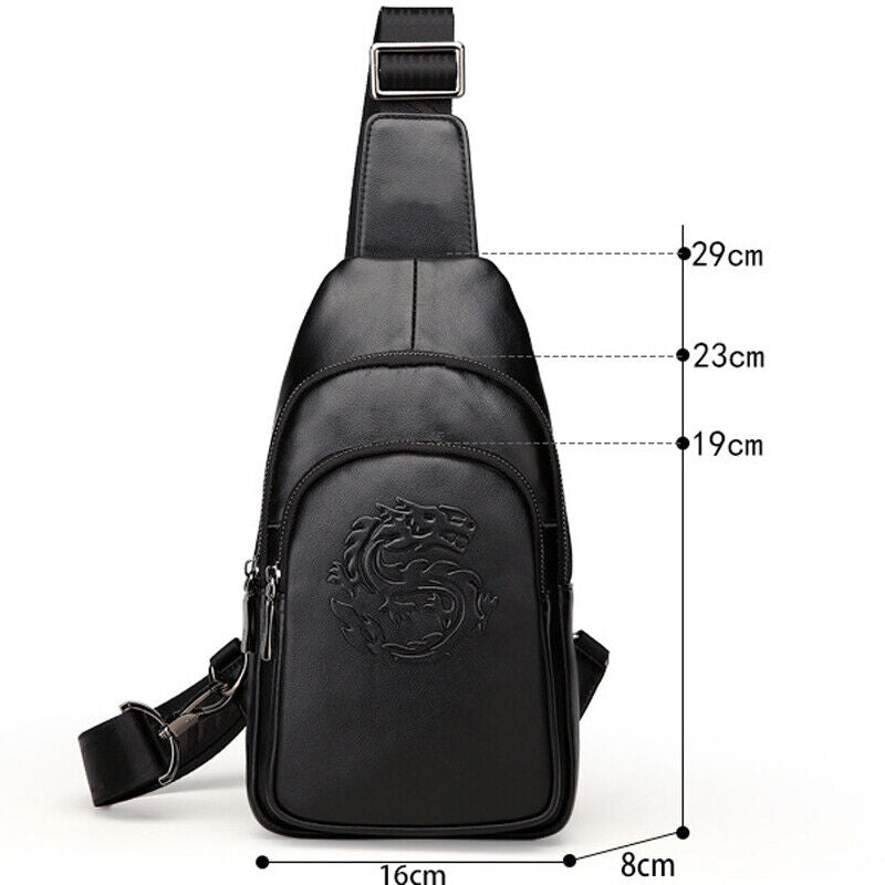 Sling Backpack Men's Genuine Leather Crossbody Chest Bag Sling Shoulder Bag