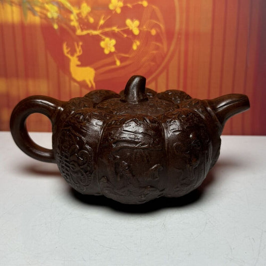 Vintage China Yixing Purple Clay Teapot Zisha Ceramic Pumpkin Teaware Household