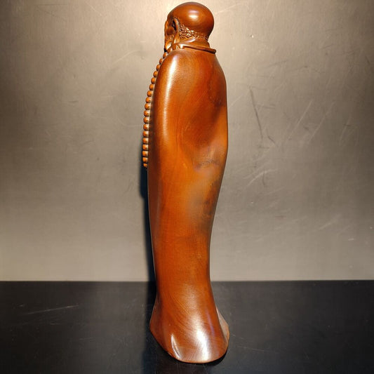 7" Boxwood carving wooden buddha monk statue home decor figurines meditation art
