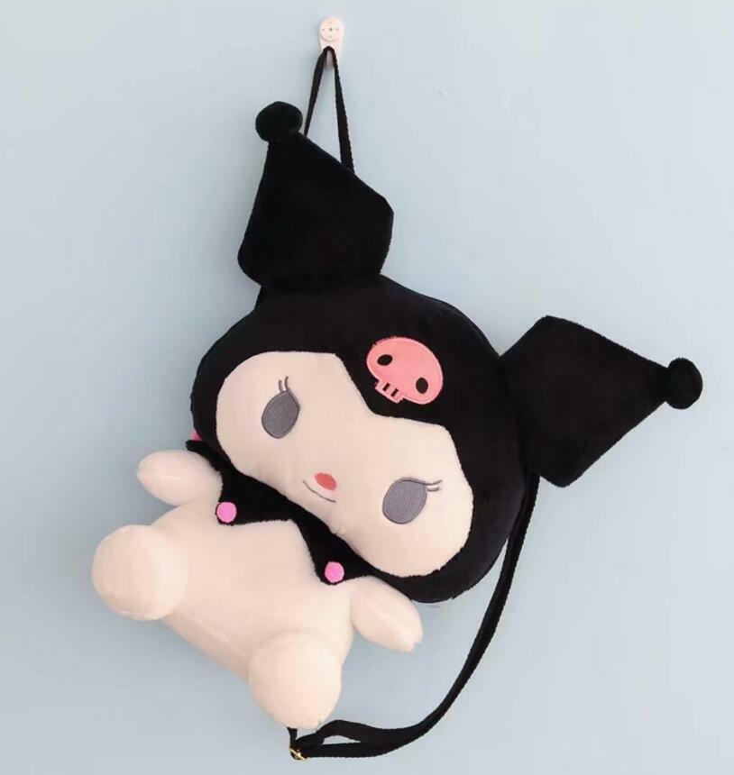 Cute Kuromi Doll Womens Girls Plush Backpack Packet Messenger Bag Toy Doll Bag