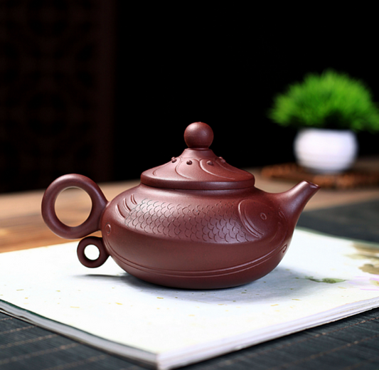Yixing purple clay teapot tea pot pure hand carved Kung Fu Tea Set Gift Purple m