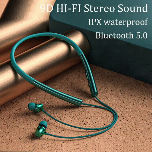 Bluetooth Neckband Wireless Earbuds HiFi Stereo Headphones Waterproof Headset