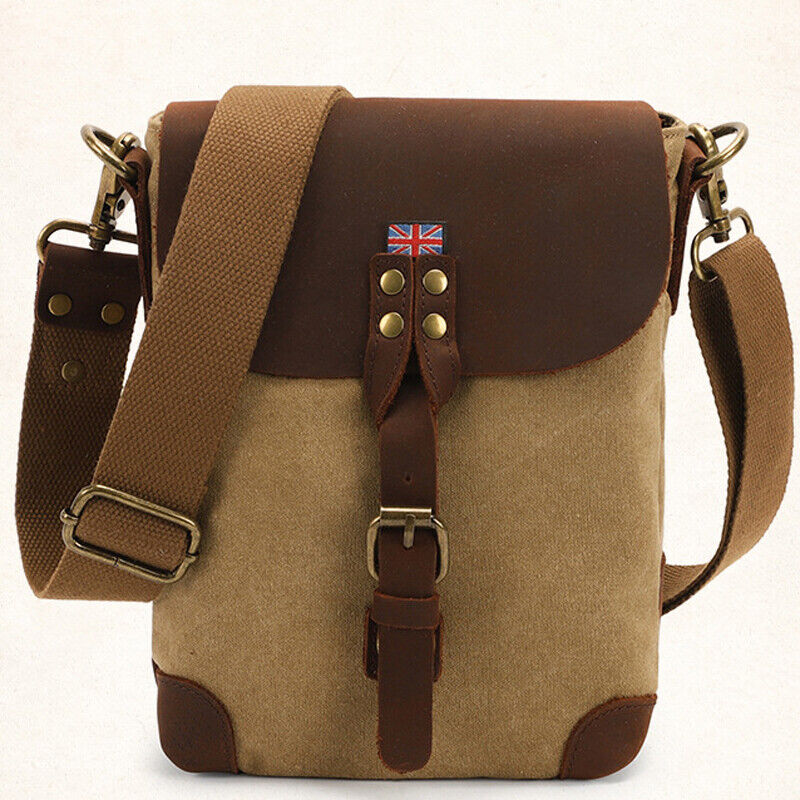 Men's Canvas&Leather Shoulder/Messenger Bags 8 inches Business Casual Daypack