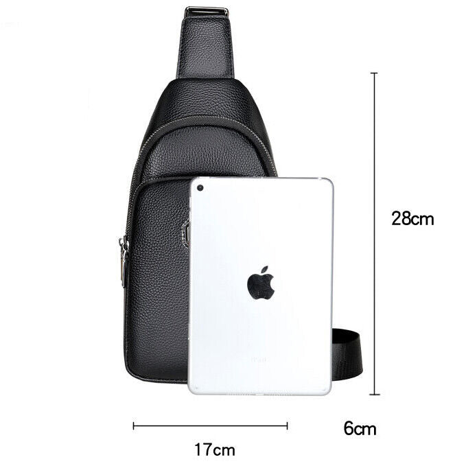 100% Genuine Leather Crossbody Bag Chest Bag Hiking Sling Backpack Shoulder Bag