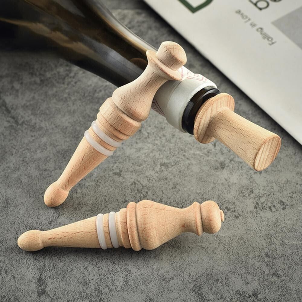 Wine Bottle Stopper Creative Burr-Free Solid Wood Seal Cork Leakproof 10x7x1.9cm