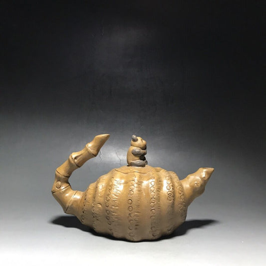 vintage chinese yixing purple clay teapot zisha ceremony carving Collectible art