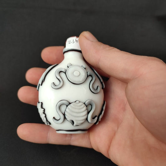 chinese beijing carved glass snuff bottle buddha Buddhism statue gift rare art