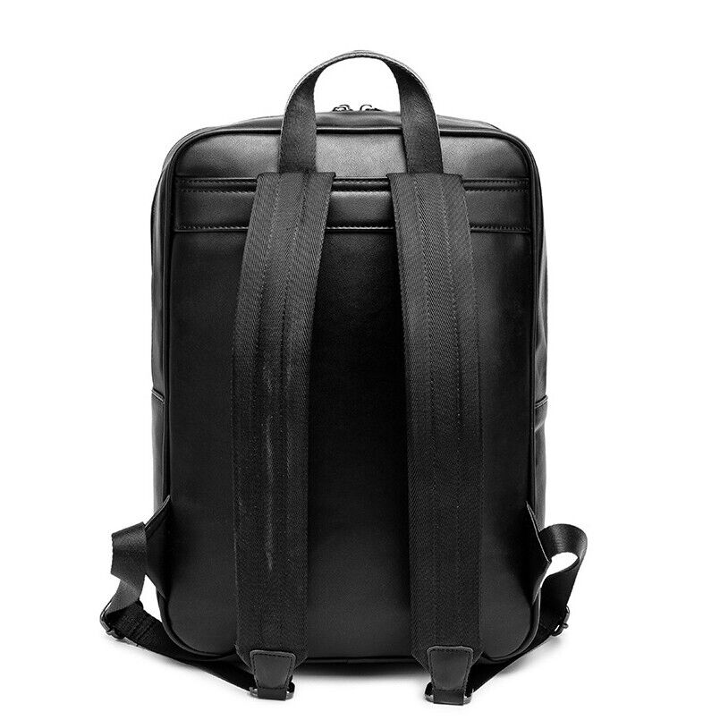 Top PU Leather Black Weaving Backpack, Soft Leather Large Capacity Travel Bags