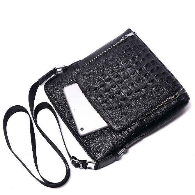 100% Cow Leather Crocodile Embossed 10" Men's Business Shoulder/Messenger bags