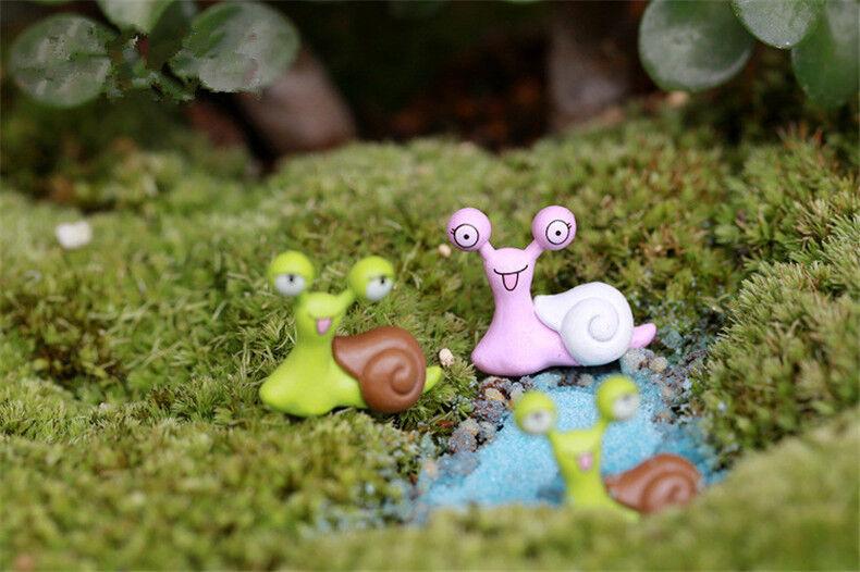 Mini 10pcs Snail Miniature Dollhouse Garden Terrarium Figurine Bonsai Decoration