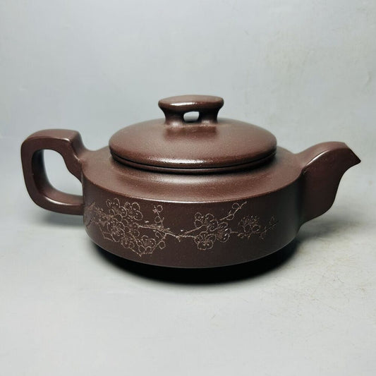 Vintage Chinese Yixing Purple Clay Teapot Zisha Ceremony Carving Collectible Art