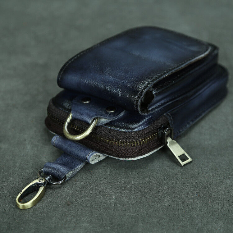 Brushed Color Men's Design Leather Small Waist Bag Fashion Hook Fanny Belt Pack