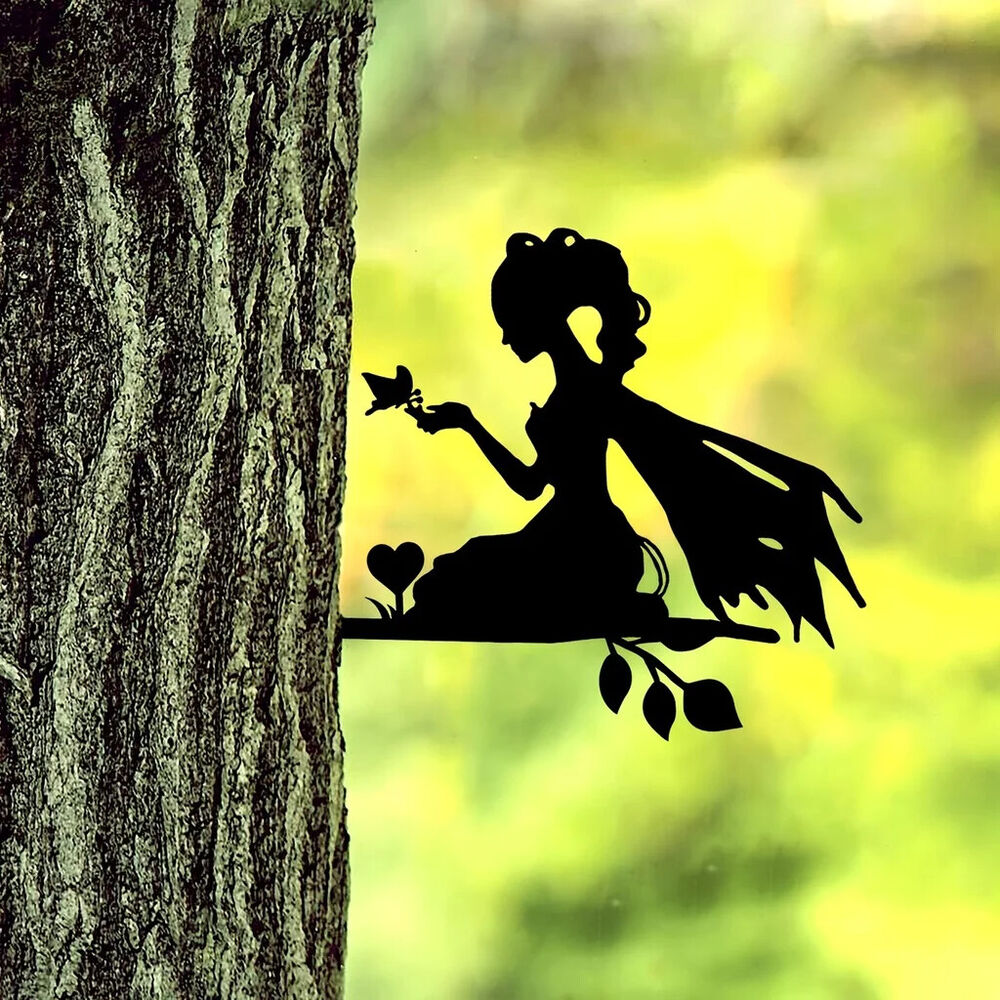 Elf Princess On Branch Steel Silhouette Metal Wall Art Home Garden Yard