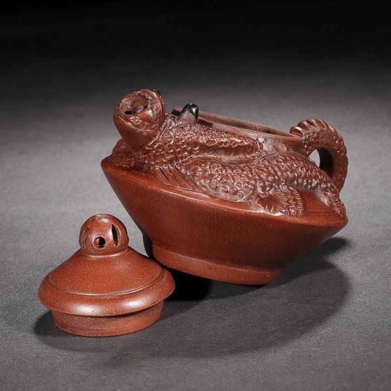 Vintage Chinese Yixing Purple Clay Teapot Zisha Ceremony Carving Dragon Teaware