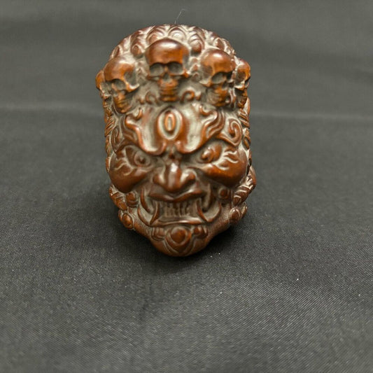 vintage wooden mini small Terrifying figurine wood carving decoration statuette